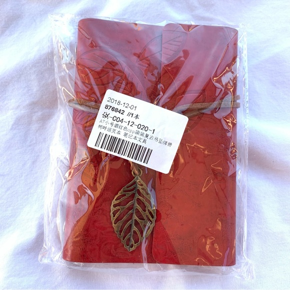 Red Leatherette Journal with Wrap Around Leaf Closure - Picture 8 of 8